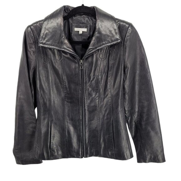 Avanti womens Small 100% genuine leather Black full zip jacket buttery soft - Picture 1 of 12